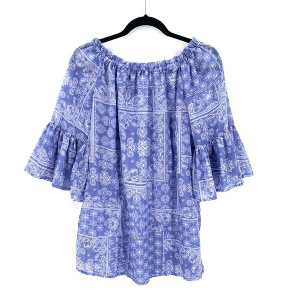 Beach by Beachlunchlounge Blue Handkerchief Print Swimsuit Cover Up Tunic Top